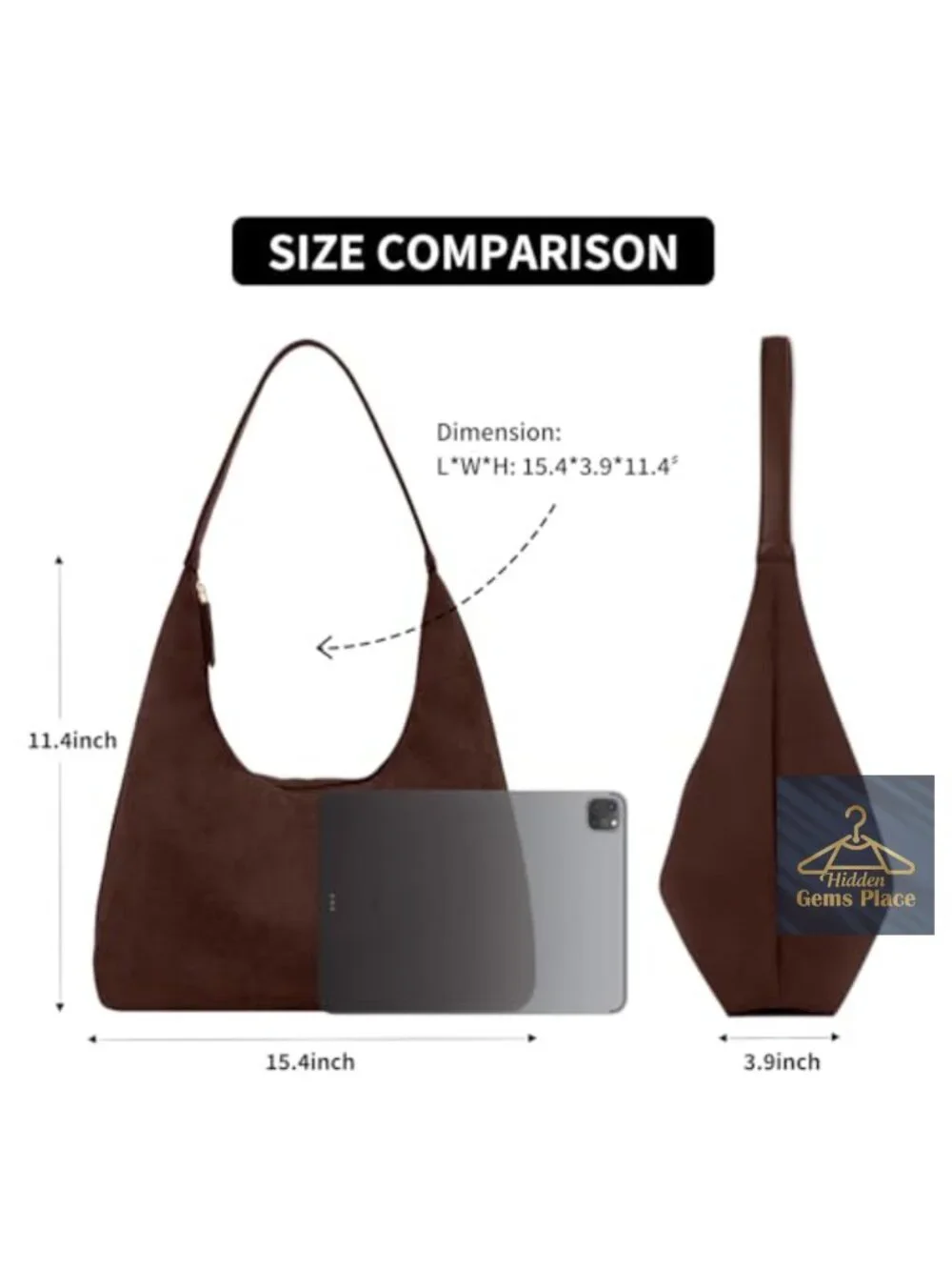 Faux Leather Suede Hobo Tote Bag Shoulder Bag Work Travel Handbag